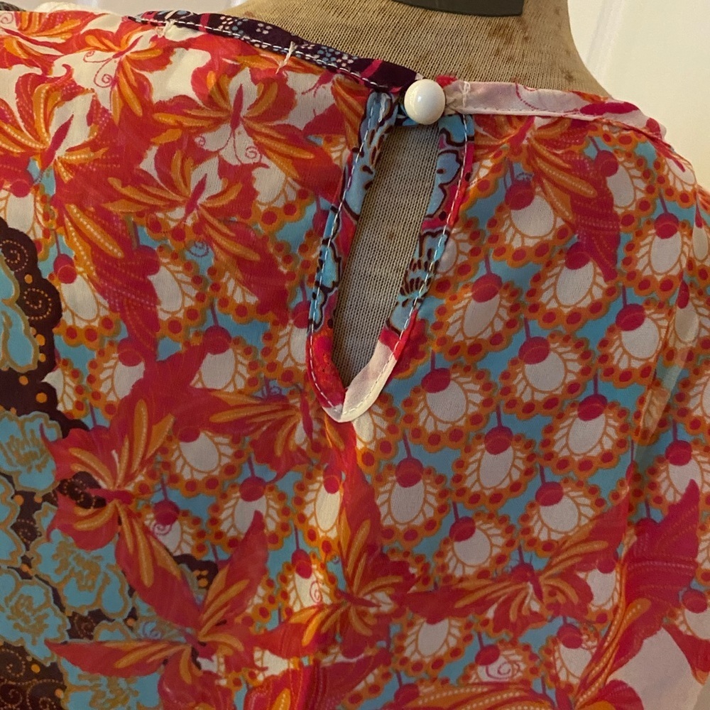 Lily White Red Blue White Patchwork Pattern Boho … - image 5